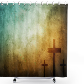 Personality  Three Crosses On Vintage Background Shower Curtains