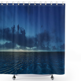 Personality  Beautiful Tranquil Natural Vacation Seascape With Scenic Ocean Waves In Tropical Environment, Deep Clear Transparent Pure Blue Water Background. A Summer Travel In Paradise, Peaceful 3D Illustration Shower Curtains