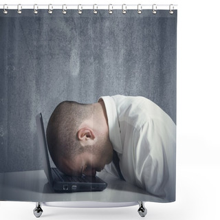 Personality  Stressed Businessman Shower Curtains