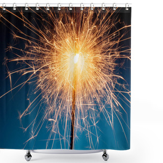 Personality  Sparkler On Blue Background Shower Curtains
