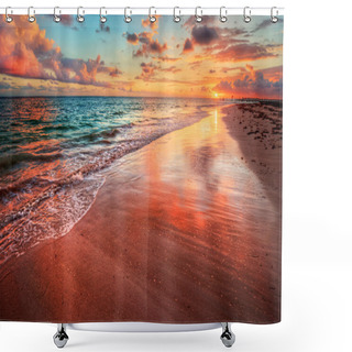 Personality  Sunset Over An Ocean Beach Shore Shower Curtains
