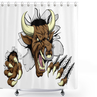 Personality  Bull Sports Mascot Concept Shower Curtains