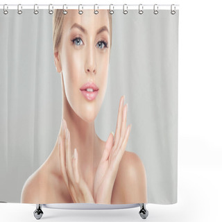 Personality  Young Woman With Clean Fresh Skin Shower Curtains