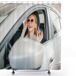 Personality  Woman Sitting In New Car  Shower Curtains