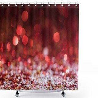 Personality  Christmas Background With Red Bright Confetti Stars Shower Curtains