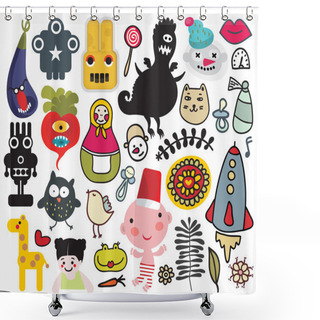 Personality  Mix Of Different Vector Images. Vol.31 Shower Curtains