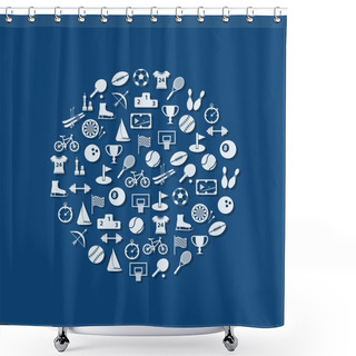 Personality  Sport Icons In Circle Shower Curtains