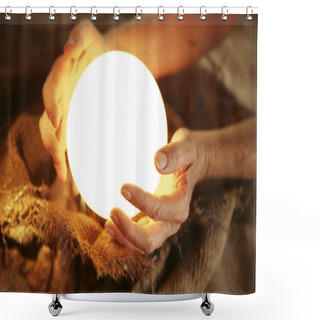 Personality  Crystal Ball In Human Hands Shower Curtains