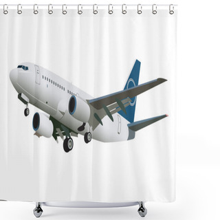 Personality  Airplane Flying On White Background Shower Curtains