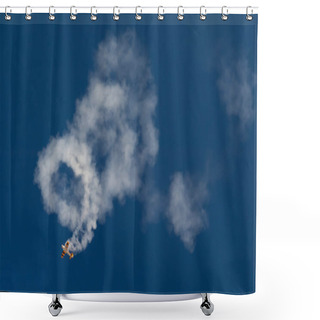 Personality  Acrobatic Airplane Spiraling Towards The Ground Leaving Smoke Trail Behind Shower Curtains