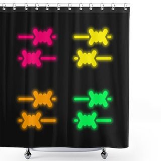 Personality  Barbed Wire Four Color Glowing Neon Vector Icon Shower Curtains