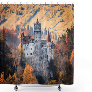 Personality  Europe, Transylvania, Romania, 13th Century Castle Bran, Associated With Vlad II The Impaler, AKA Dracula.Queen Marie Of Romania's Later Residence. Shower Curtains