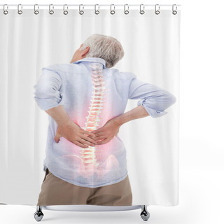 Personality  Highlighted Spine Of Man With Back Pain Shower Curtains