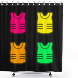 Personality  Armor Four Color Glowing Neon Vector Icon Shower Curtains