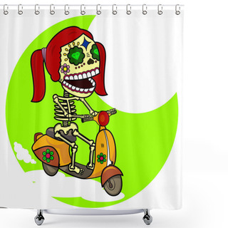 Personality  Vector Illustration Of Skeletons Shower Curtains