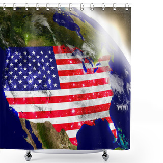 Personality  USA With Flag In Rising Sun Shower Curtains