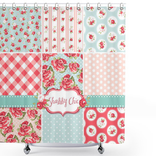 Personality  Shabby Chic Rose Patterns And Seamless Backgrounds. Ideal For Printing Onto Fabric And Paper Or Scrap Booking. Shower Curtains