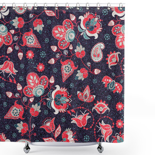 Personality  Vector Seamless Flowers Pattern Shower Curtains