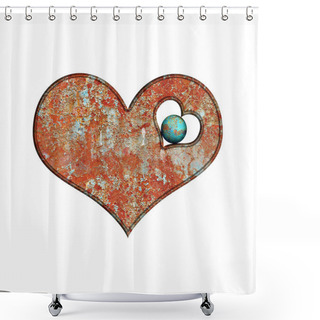 Personality  Beauty Heart Rust Texture Shower Curtains