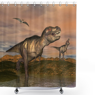 Personality  Tyrannosaurus Rex Dinosaurs - 3D Render Shower Curtains