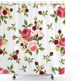 Personality  Vintage Seamless Pattern With Roses. Vector Illustration. Shower Curtains
