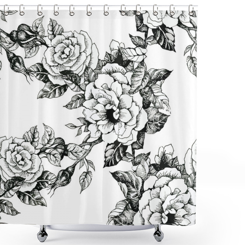 Personality  Blooming Flowers Pattern Shower Curtains