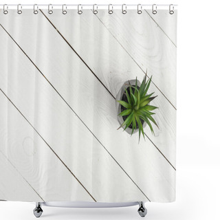 Personality  Wooden Texture And Green Plant  Shower Curtains