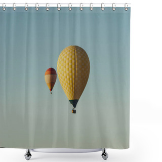 Personality  Hot Air Balloons Flying In Blue Sky Shower Curtains