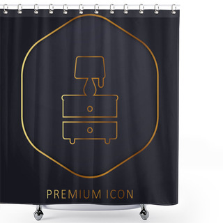 Personality  Bedside Table Golden Line Premium Logo Or Icon Shower Curtains