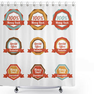 Personality  Set Of Vector Sale Stickers, Badges, Labels Shower Curtains