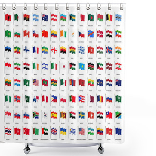 Personality  National Waving Flags From All Over The World With Names - High Quality Vector Flag Isolated On White Background Shower Curtains