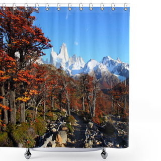 Personality  Beautiful Nature Landscape With Mt. Fitz Roy As Seen In Los Glaciares National Park, Patagonia, Argentina Shower Curtains