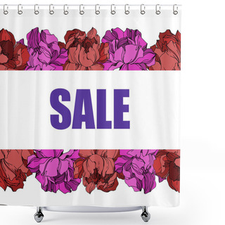 Personality  Vector Peony Floral Botanical Flowers. Black And White Engraved  Shower Curtains