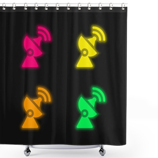 Personality  Antenna Four Color Glowing Neon Vector Icon Shower Curtains