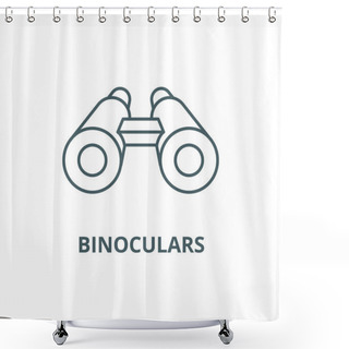 Personality  Binoculars Line Icon, Vector. Binoculars Outline Sign, Concept Symbol, Flat Illustration Shower Curtains