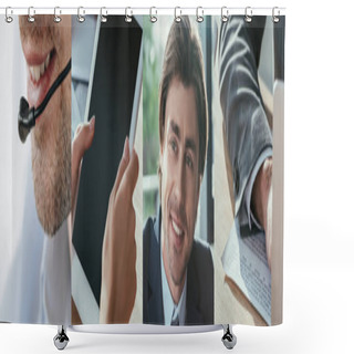 Personality  Collage Of Office Workers With Gadgets  Shower Curtains