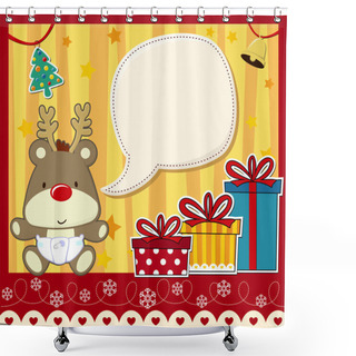 Personality  Christmas Card Baby Rudolph Shower Curtains
