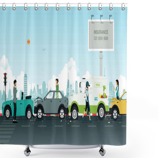 Personality  Car Crash On The Road Shower Curtains