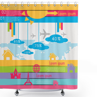 Personality  Travel Infographics With Data Icons And Elements Shower Curtains