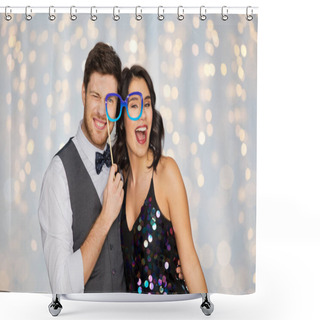 Personality  Happy Couple With Party Glasses Having Fun Shower Curtains
