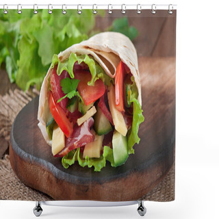 Personality  Fresh Tortilla Wraps With Meat And Vegetables Shower Curtains