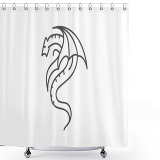 Personality  Celtic Dragon Icon, Dragon, Irish, Symbol, Mythical Creature Thinline Icon, Editable Vector Icon, Pixel Perfect, Illustrator Ai File Shower Curtains