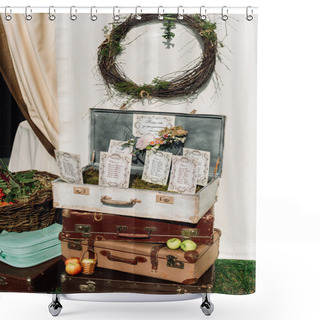 Personality  Suitcase With Invitation Shower Curtains