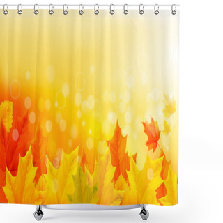 Personality  Autumn Background With Yellow Leaves And Hand. Vector Illustration. Shower Curtains