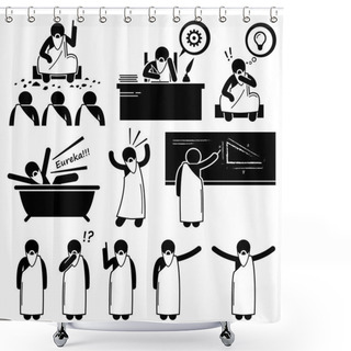 Personality  Ancient Greek Philosopher Scientist Old Man Stick Figure Pictogram Icons Shower Curtains