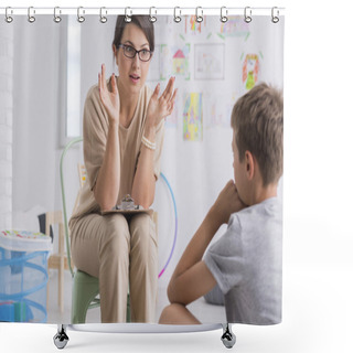 Personality  Telling A Story Shower Curtains