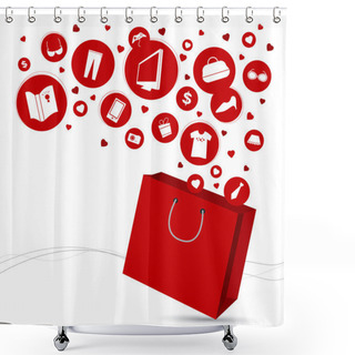 Personality  Shopping Bag And Fashion Icon Design Shower Curtains