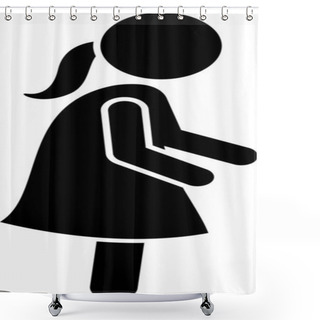 Personality  Little Girl Basic Action Poses Stick Figure Icons. Vector Illustration Of A Small Girl Standing, Walking, Running, Jumping, And Sitting On The Floor. Shower Curtains