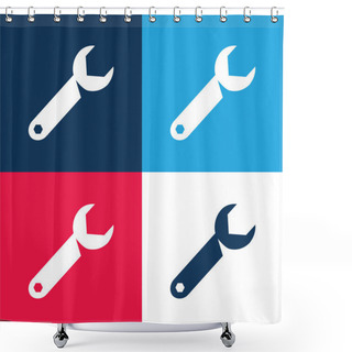 Personality  Adjustable Spanner Blue And Red Four Color Minimal Icon Set Shower Curtains