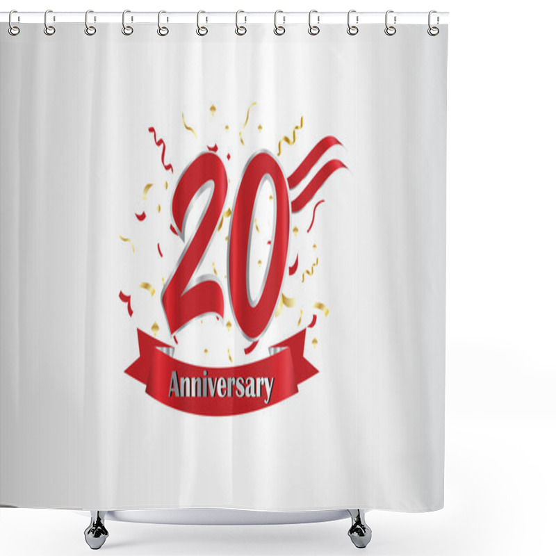 Personality  Anniversary Celebration Background. With The 20th Number In Gold And With The Words Golden Anniversary Celebration. Shower Curtains